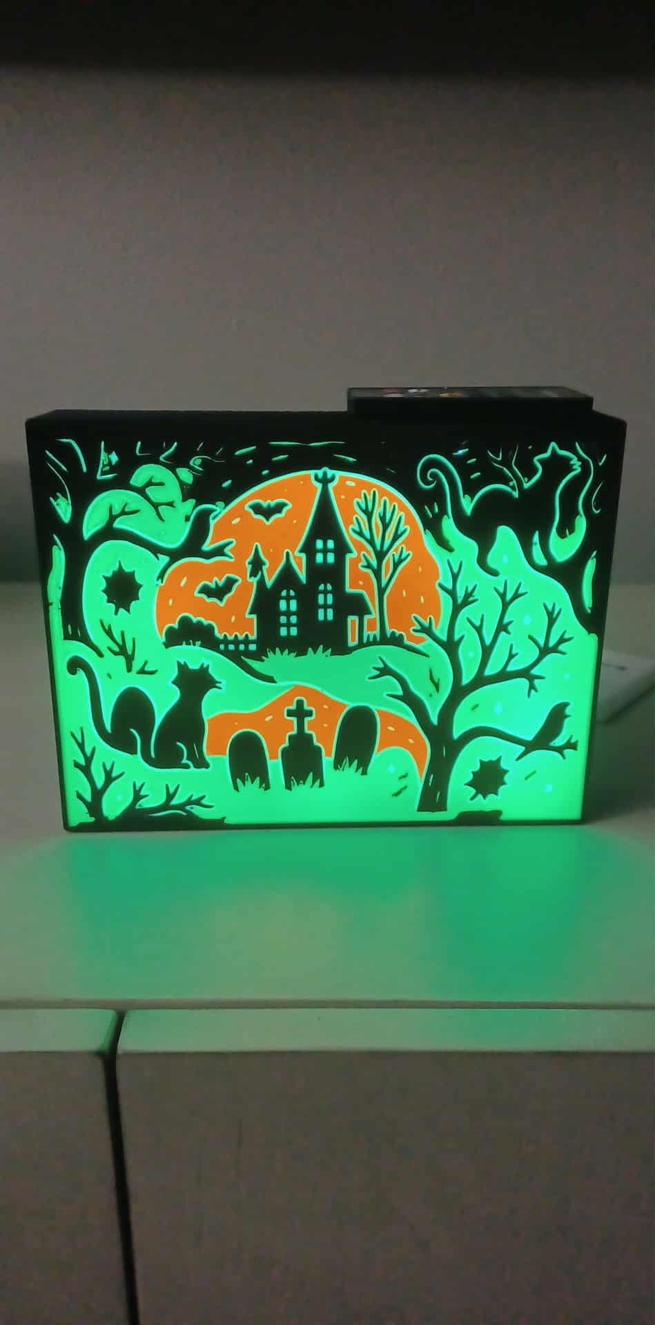 Halloween Scene LED light box – custom 3D printed – Lit Layer Creations